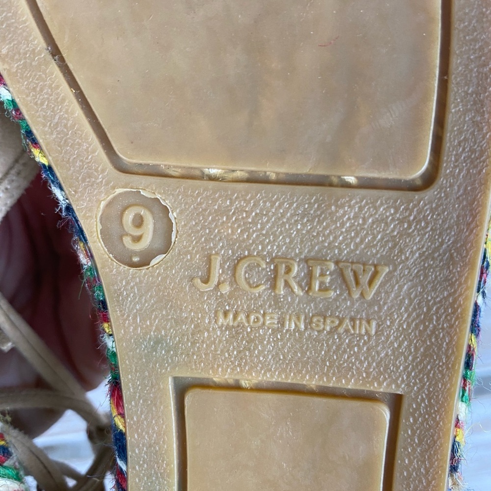 J. Crew Baja desert canyon Suede Flat Espadrilles Sz 9 Lace Up Ankle Ties Beige - Picture 11 of 12